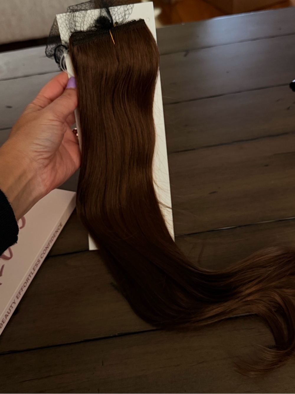 18” Dark Brown #4 Halo‎ Fishwire Clip-In Human Hair Extension 1pc #033 - Picture 9 of 14